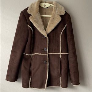 Columbia faux suede coat with faux fun lining  S